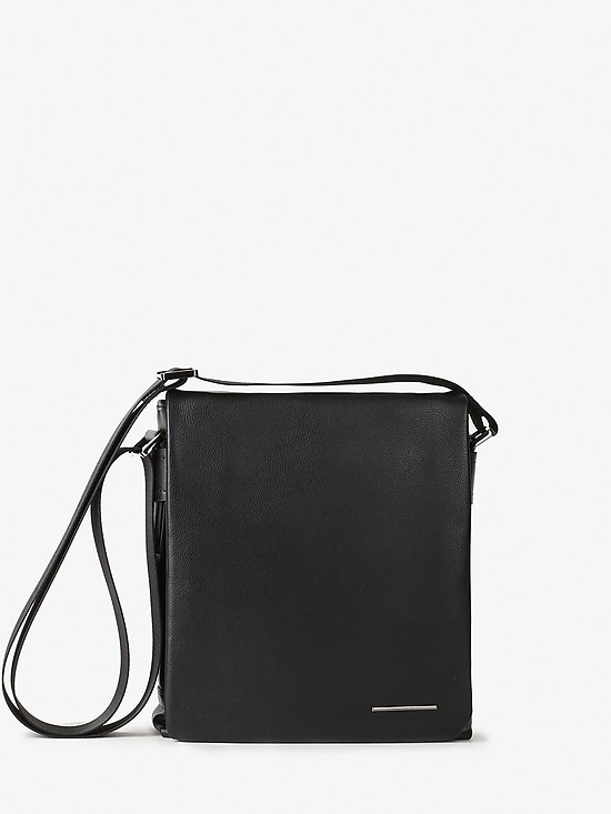 Небольшая черная кожаная сумка-планшет через плечо  Alessandro Beato