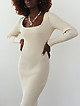 Облегающее платье миди из трикотажа кремового оттенка в рубчик  Jazy Williams