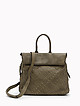 Сумка-рюкзак из мягкой винтажной кожи с плетением оливкового оттенка  Folle