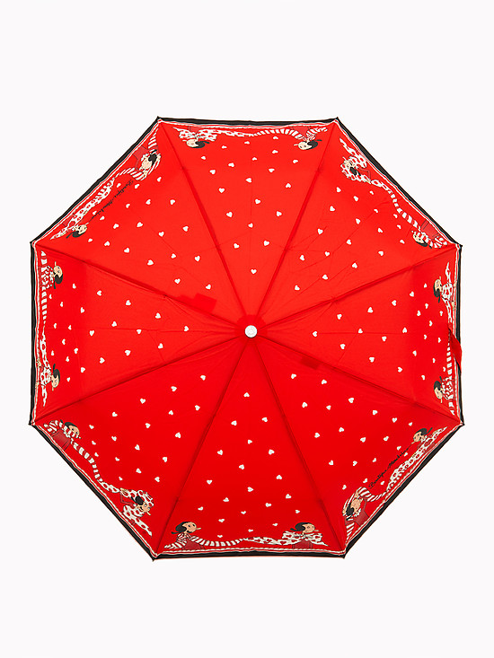 Красный зонт-автомат с принтом  Moschino