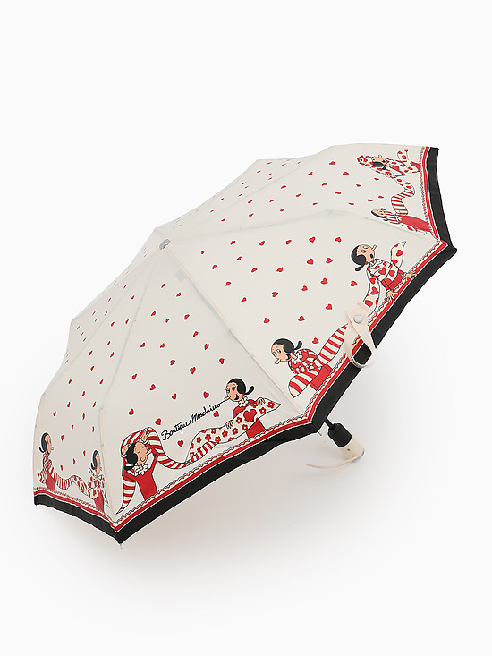 Бежевый зонт-автомат с принтом складной зонт с принтом Оливии  Moschino