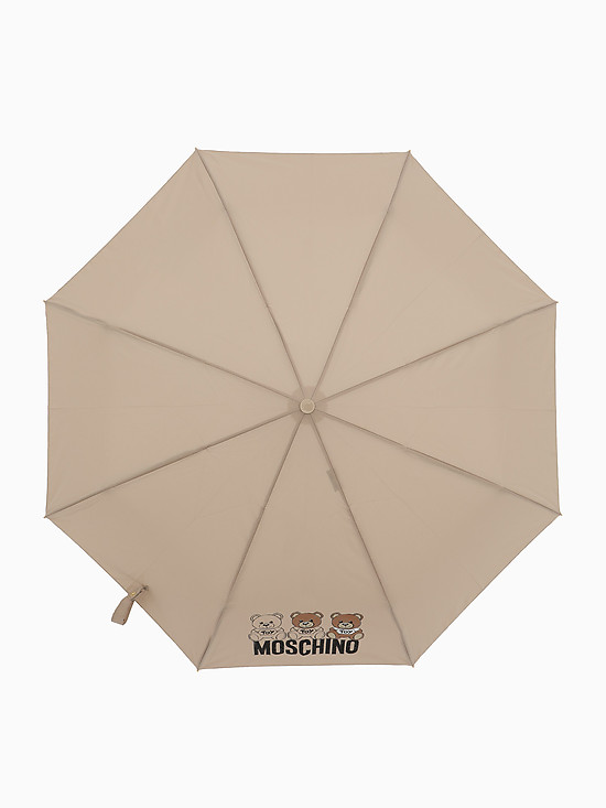 Бежевый зонт-автомат с фигурной ручкой  Moschino