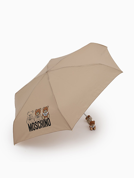 Бежевый механический мини-зонт  Moschino