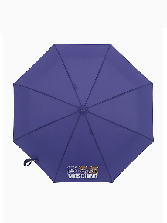 Фиолетовый зонт-автомат с фигурной ручкой  Moschino