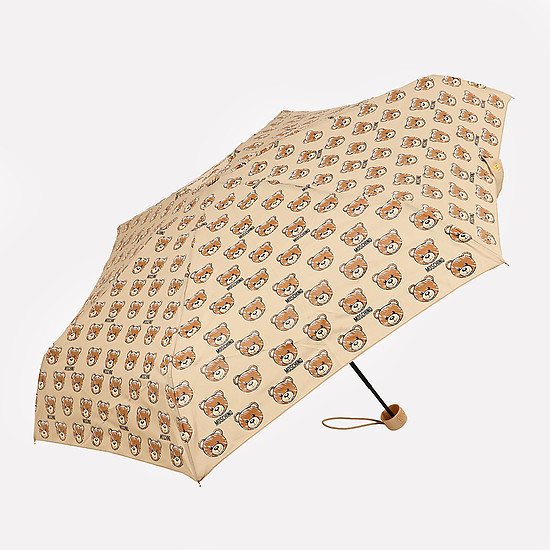 Бежевый мини-зонтик с принтом  Moschino