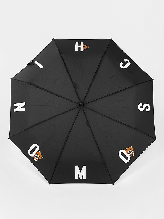 Черный зонт-автомат с фигурной ручкой  Moschino
