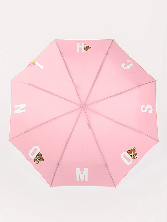 Розовый зонт-автомат с фигурной ручкой  Moschino