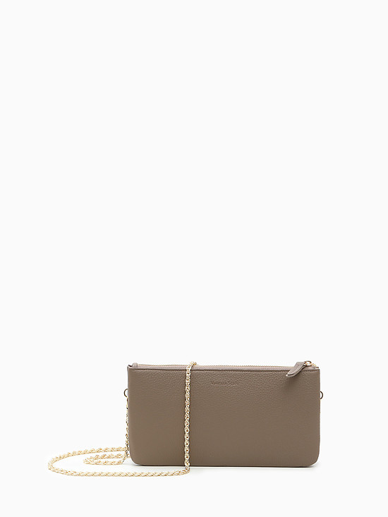 Маленькая сумочка-клатч из серо-бежевой кожи с ремешком-цепочкой  Vanessa Scani