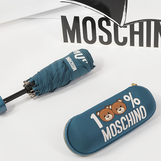 Миниатюрный складной зонт в темно-бирюзовом цвете  Moschino