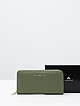 Зеленый кожаный кошелек-клатч на молнии  Di Gregorio