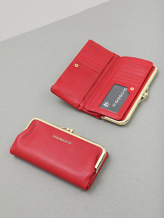 Красный кожаный кошелек в ретро стиле  Di Gregorio