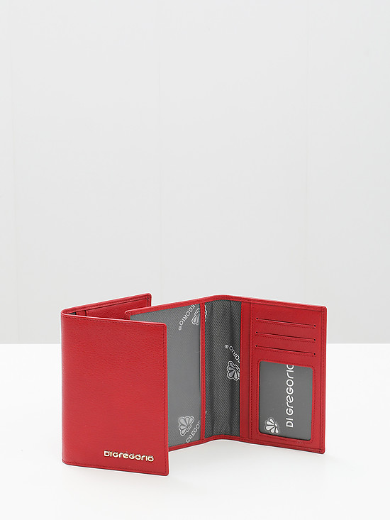 Красная кожаная обложка на паспорт  Di Gregorio