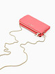 Розовая микро-сумочка - кошелек из мягкой кожи с цепочкой на шею  Di Gregorio