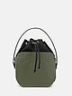 Зеленая сумочка-ведерко из кожи с цветочным тиснением  BE NICE