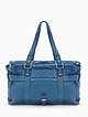 Винтажная сумка-багет из натуральной синей кожи цвета с двумя ручками  Folle