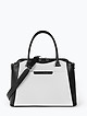 Комбинированная сумка-тоут из пастельно-серой и черной кожи  Lucia Lombardi