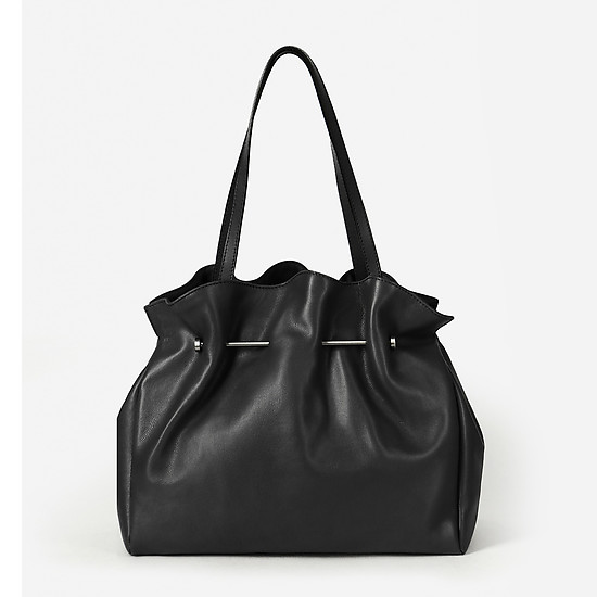 Мягкая сумка-тоут из кожи с тиснением под рептилию черного цвета  Arcadia