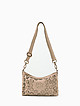 Прямоугольная сумочка кросс-боди из кожи серо-бежевого цвета с объемными цветами  Folle