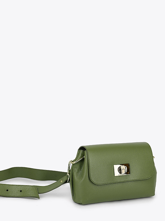Оливковая кожаная сумочка кросс-боди  Di Gregorio