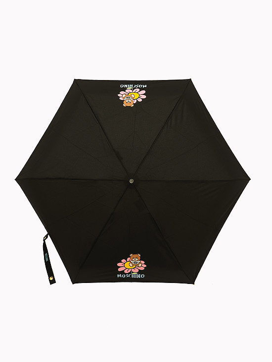 Черный мини-зонтик с принтом логотипа бренда  Love Moschino