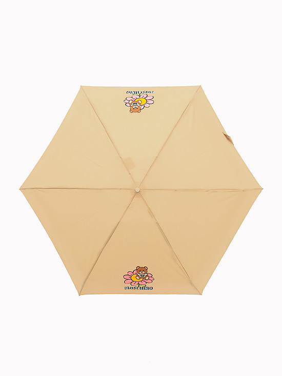 Бежевый мини-зонтик с принтом логотипа бренда  Love Moschino