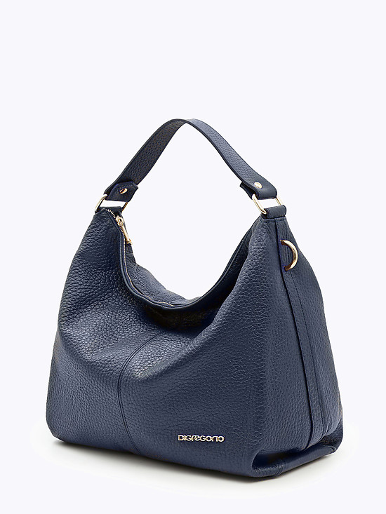 Синяя сумка-мешок из мелкозернистой кожи  Di Gregorio
