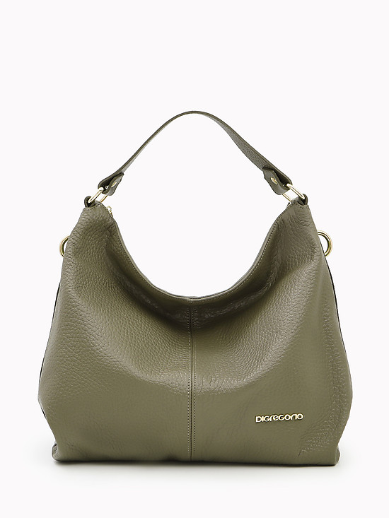 Зеленая сумка-мешок из мелкозернистой кожи  Di Gregorio