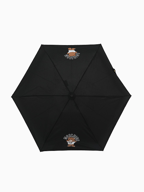 Механический мини-зонт черного цвета с принтом медвежонка  Moschino
