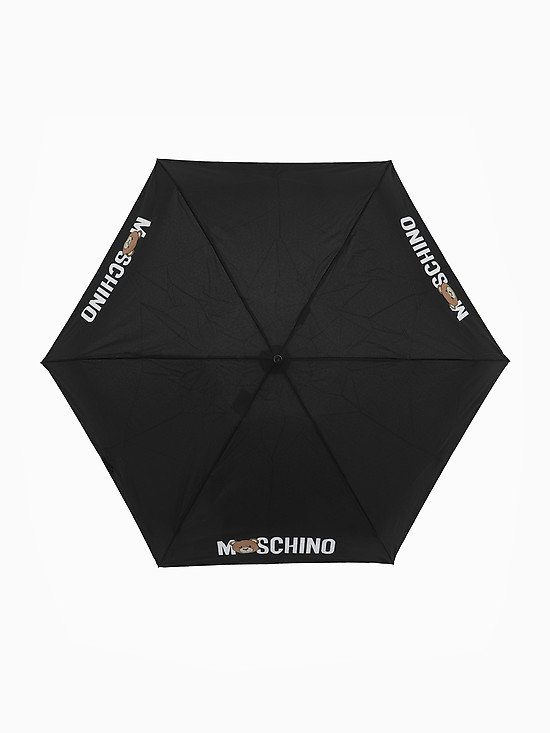 Механический мини-зонт черного цвета с принтом  Moschino