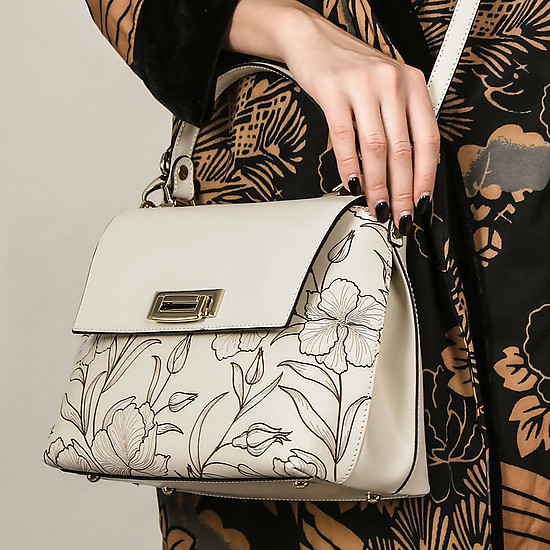 Кремовая сумочка с текстурным узором цветов  Ripani