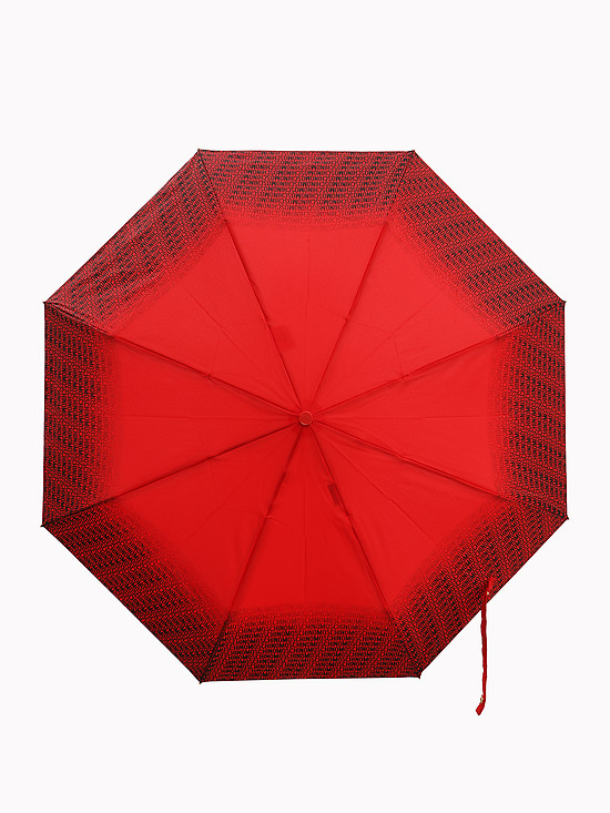 Красный зонт-автомат с брендовым принтом  Moschino