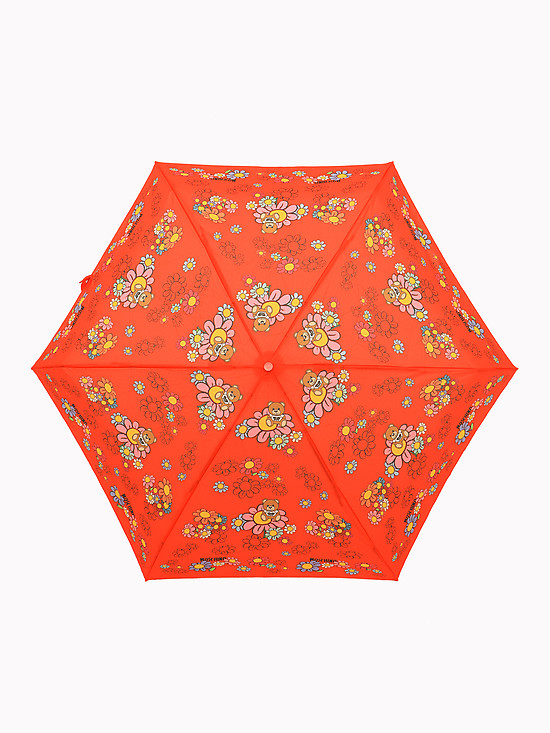 Механический мини-зонт красного цвета с принтом  Moschino
