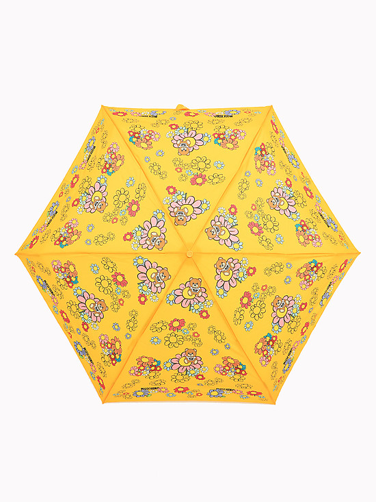 Механический мини-зонт желтого цвета с принтом  Moschino
