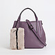 Фиолетовая сумка-тоут из мягкой кожи с дополнительным меховым клатчем  Ripani