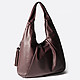 Бордовая сумка-хобо из натуральной мягкой кожи  Ripani