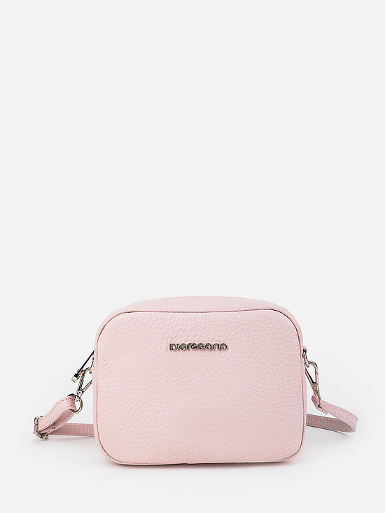 Двусторонняя сумочка кросс-боди из пастельно-розовой кожи  Di Gregorio
