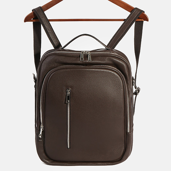 Деловой кожаный рюкзак коричневого цвета  Acquanegra