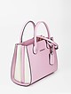 Форматная светло-розовая сумка из кожи с контрастными боковыми вставками  Di Gregorio