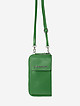 Зеленая кожаная сумочка-кошелек с ремешком на шею  Di Gregorio