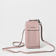 Пастельно-розовая кожаная сумочка-кошелек с ремешком на шею  Di Gregorio