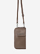 Серо-бежевая кожаная сумочка-кошелек с ремешком на шею  Di Gregorio