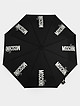 Черный зонт-автомат с брендовым принтом  Moschino