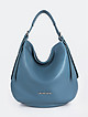 Мягкая кожаная сумка-хобо цвета голубого денима  Di Gregorio