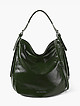 Мягкая сумка-хобо из лаковой кожи темно-зеленого цвета  Di Gregorio