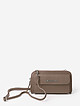 Серо-бежевая кожаная микро-сумочка - кошелек  Di Gregorio