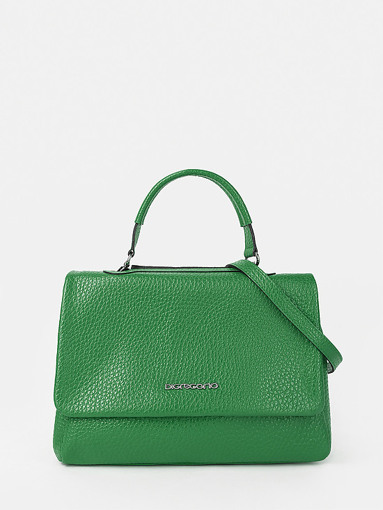 Мягкая сумка сэтчел из зеленой кожи  Di Gregorio