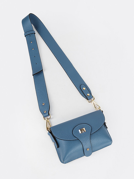 Микро сумочка кросс-боди из кожи цвета голубого денима со съемным ремешком  Di Gregorio
