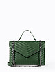 Зеленая стеганая кожаная сумка-багет с регулируемой ручкой-цепочкой  Di Gregorio