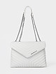 Стеганая кожаная сумка-багет белого цвета с регулируемой ручкой-цепочкой  Di Gregorio