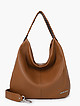 Коньячная сумка хобо из мягкой кожи с широким наплечным ремешком  Di Gregorio
